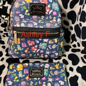 Blue Pokémon 151 loungefly backpack & wallet set used